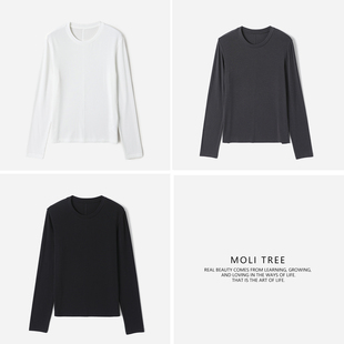 T恤 日本进口铜氨丝真丝莱赛尔后侧缝圆领长袖 WTX09061 茉莉雅集