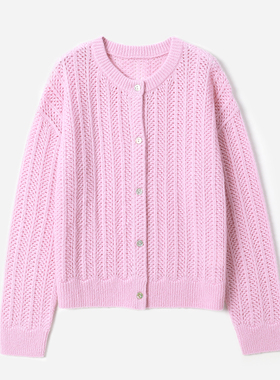 WZK09065 茉莉雅集  I*C真丝羊绒镂空挑洞肌理感慵懒随性针织开衫