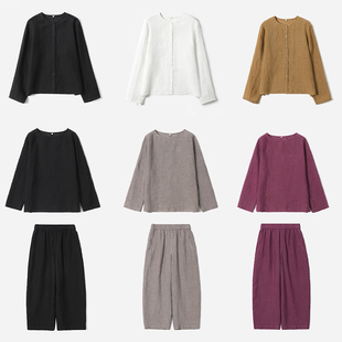 气球裤 茉莉雅集天然绉感肌理全亚麻纸片人显瘦廓形衬衫 WCS08122