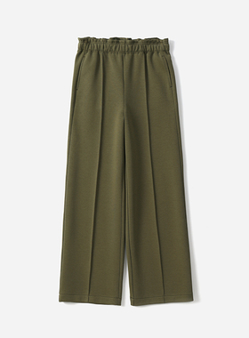 *WKZ07012 可机洗触肤即暖面绒一体空气层松紧腰直筒裤卫裤女