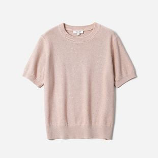 针织套衫 梦幻闪耀干爽透气亚麻棉珠片纱短袖 女 WZT08187