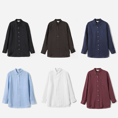 WCS07181 茉莉雅集 蝉翼美学轻盈凉爽全苎麻经典长袖衬衫女