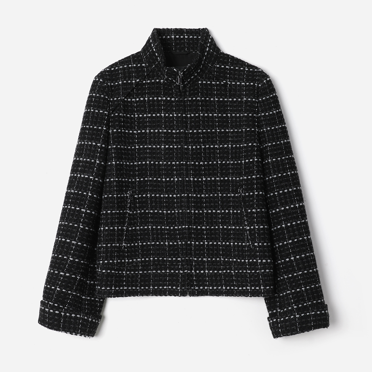 * WWT08272 茉莉雅集 香*风意大利经典复古格纹含羊毛花呢外套女