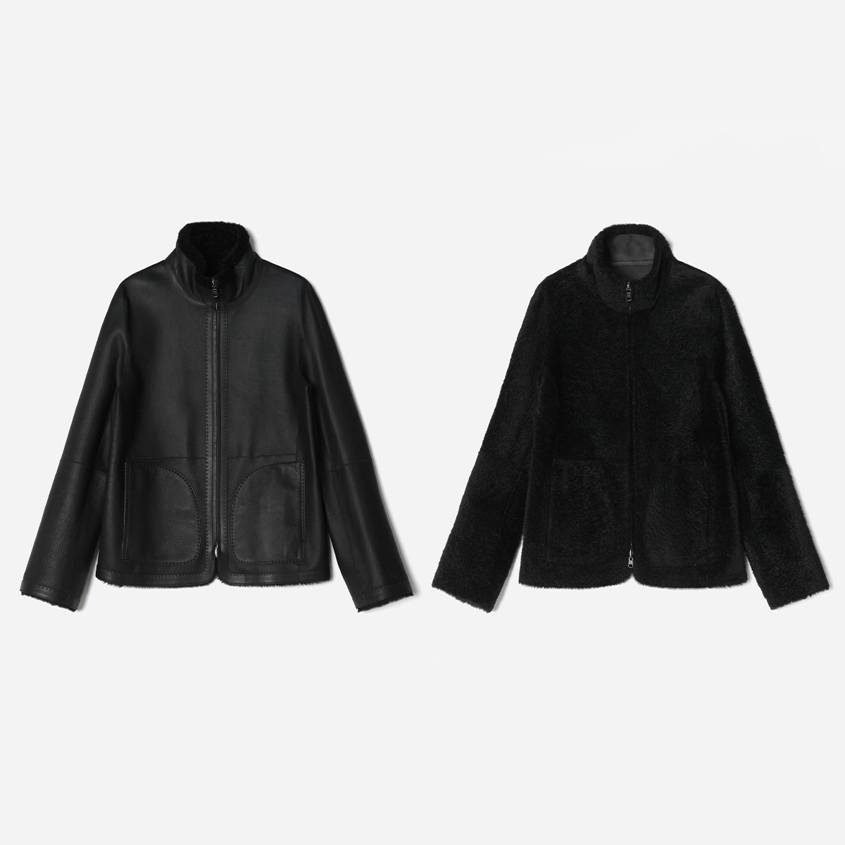 WPY07074 茉莉雅集 L*P法国 拉贡皮毛一体双面穿外套