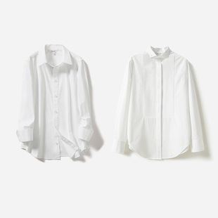 *WCS02290 茉莉雅集经典气质通勤全棉长袖白衬衫条纹上衣四季