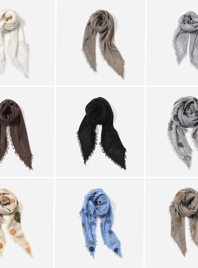 WWJ08127 茉莉雅集 云朵般柔软全羊绒纯色/波点百搭流苏菱形围巾