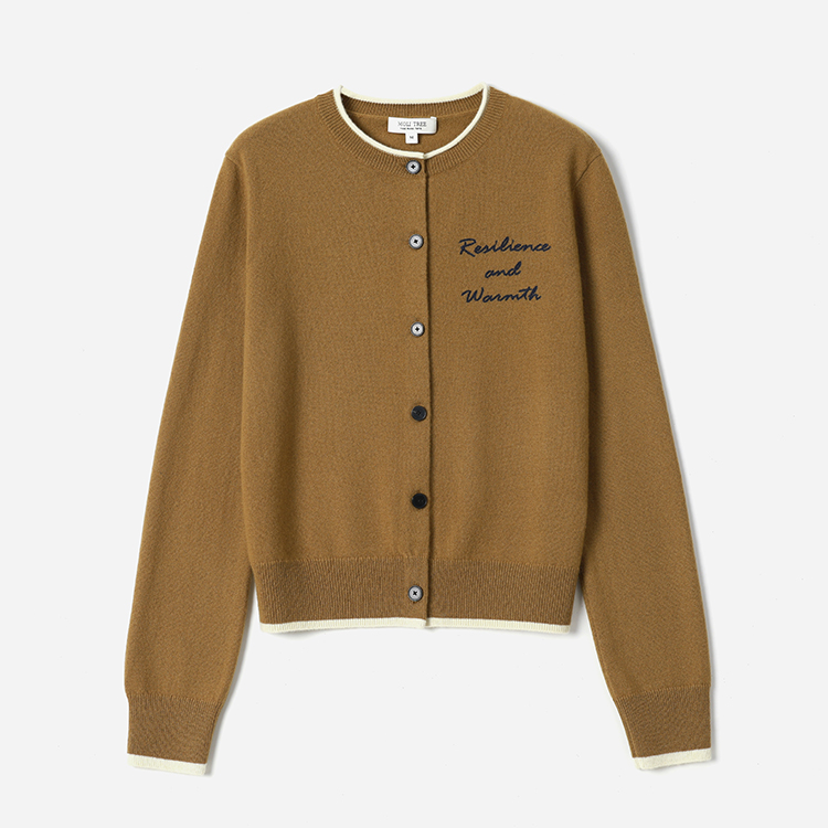 *WZK08157 柔韧而温暖女性力量KVSS全羊绒撞色勾边针织开衫背心