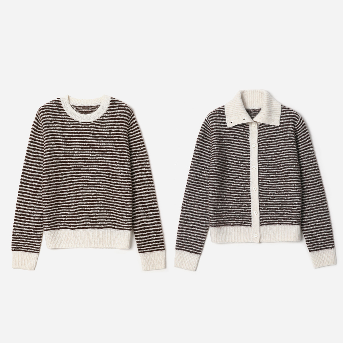 WZT08342 茉莉雅集 I*C经典菱形格肌理条纹真丝羊绒针织套衫开衫