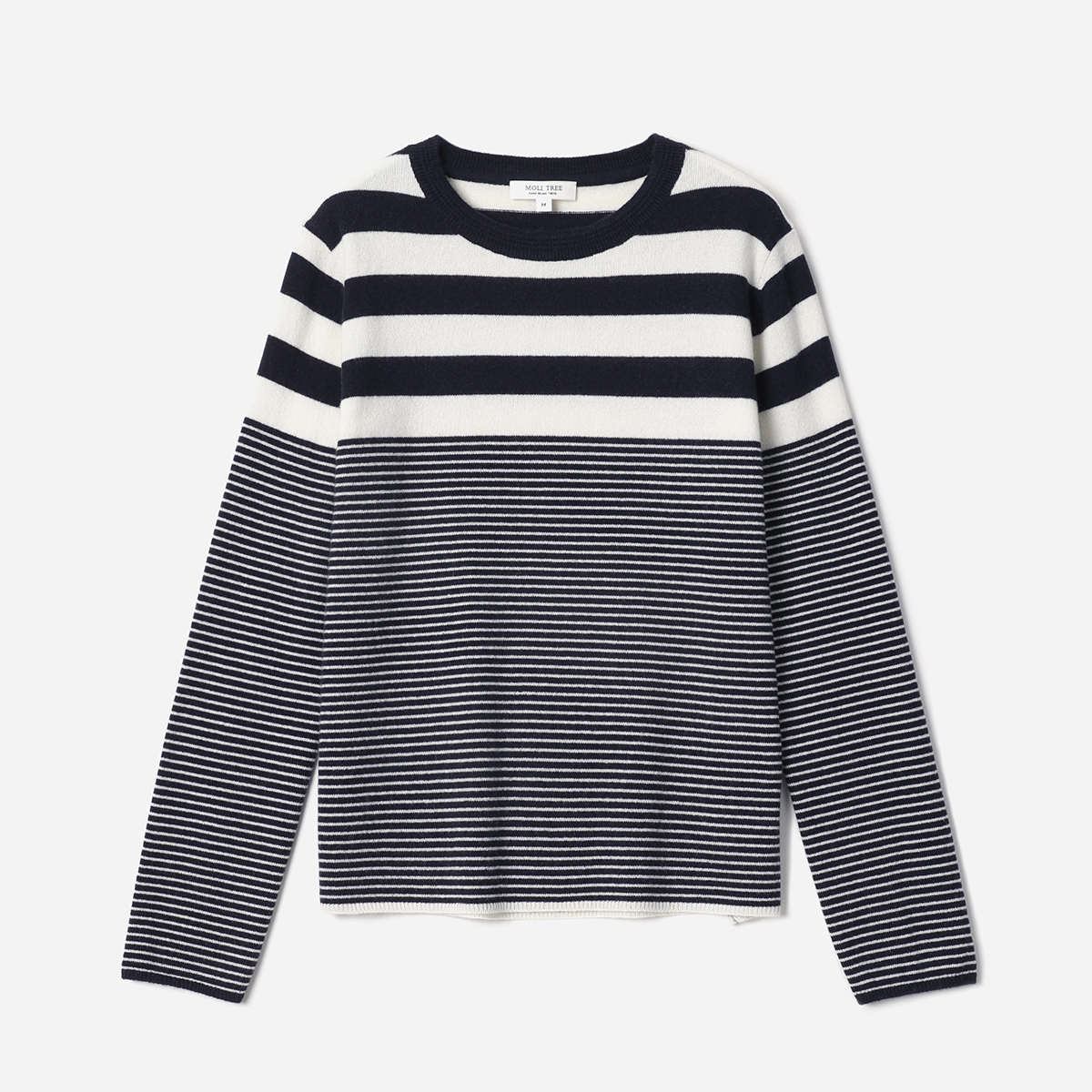 WZT06136 茉莉雅集 条纹协奏曲香*风保暖KVSS全羊绒针织套衫长袖