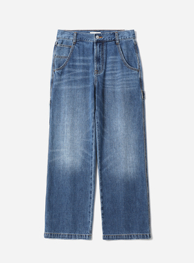 *WKZ05277 茉莉雅集 M@rC奢牌高街休闲宽松全棉赤耳牛仔直筒裤女