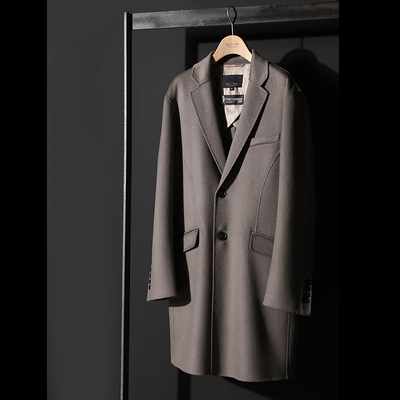 MDY01001 茉莉雅集 西装领全羊绒手工双面呢中长款大衣男款