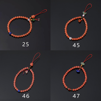 YBNH0010【拾宝】6mm樱桃红南红圆珠手机链