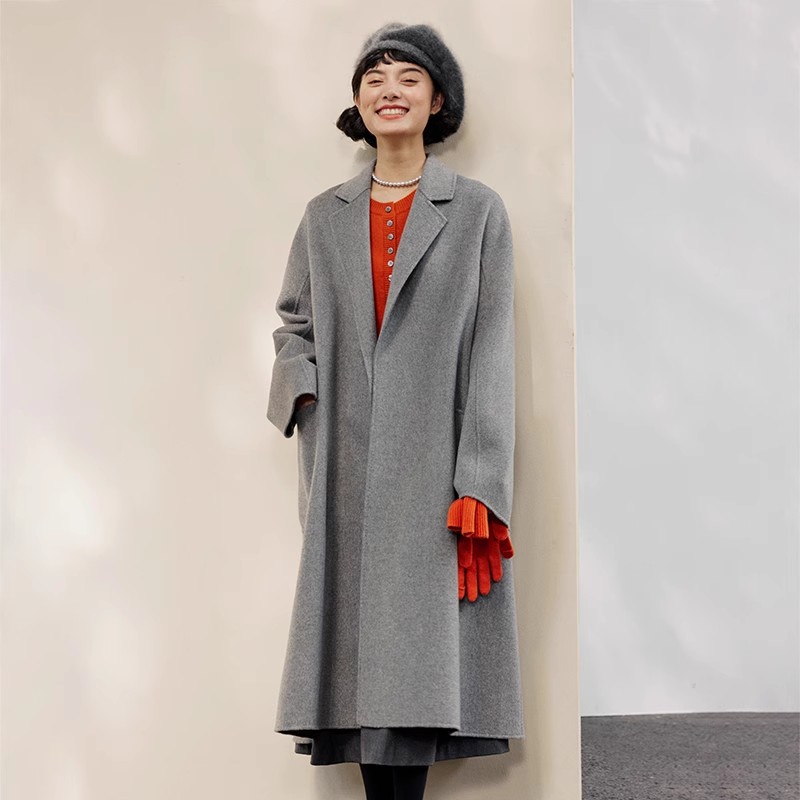 WDY04033 茉莉雅集 大M LUDM*LL@短顺全羊绒双面呢优雅长大衣女