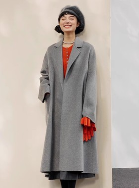 WDY04033 茉莉雅集 大M LUDM*LL@短顺全羊绒双面呢优雅长大衣女