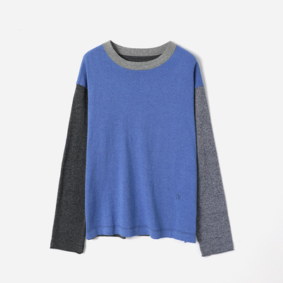 WZT09162 茉莉雅集 休闲时尚全棉拼色海马刺绣圆领长袖针织套衫