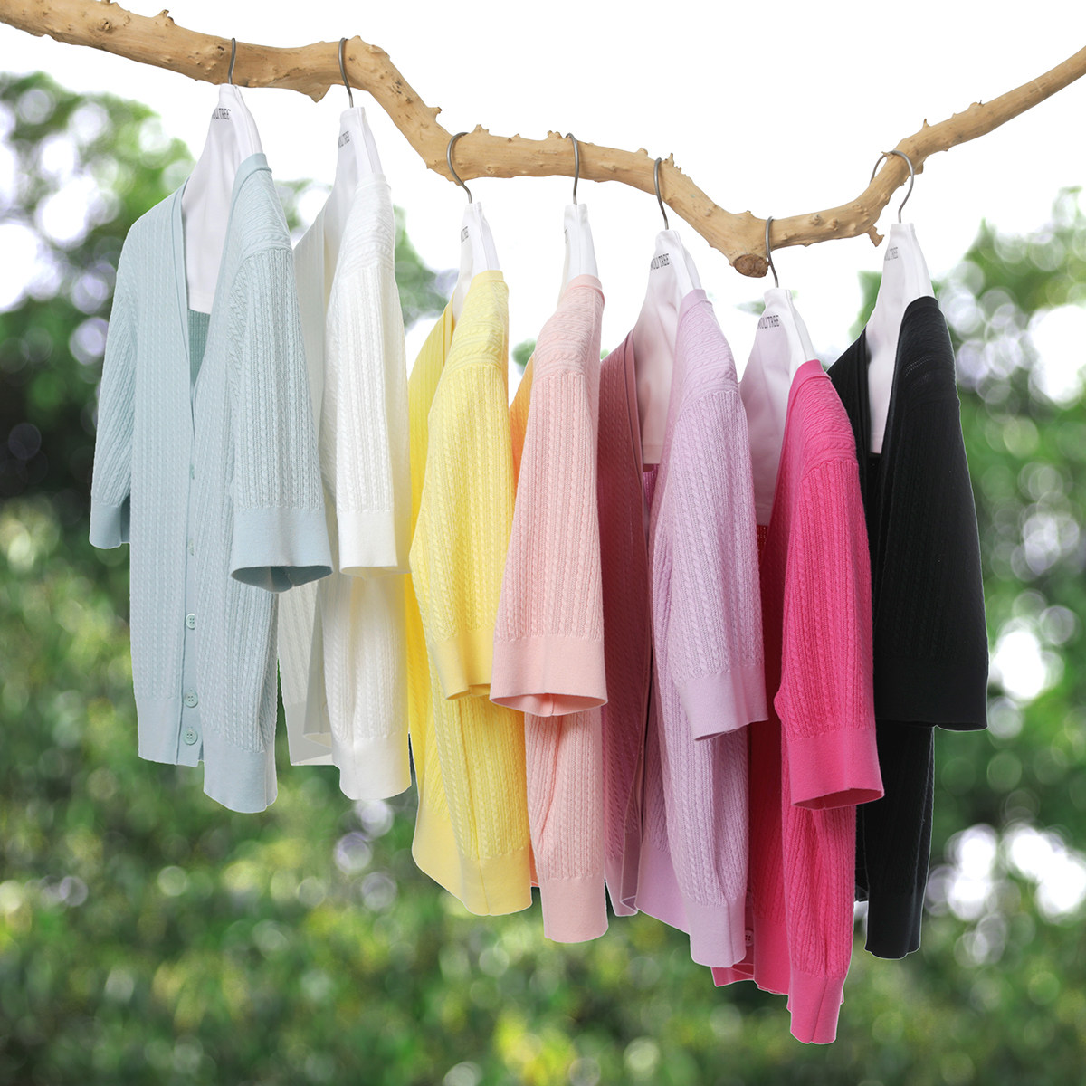 WZK09086 茉莉雅集 缤纷春日舒适全棉斯文小绞花V领针织短袖开衫