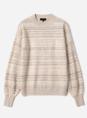 *WZT08283 茉莉雅集 KVSS天然环保原绒色全羊绒条纹拉绒针织套衫