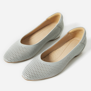 简约镂空编织肌理打蜡羊皮真皮里内增高单鞋 茉莉雅集 女 ED06008