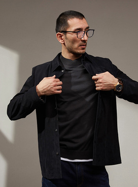 MPY05019茉莉雅集领略非凡土耳其超细绒胎牛皮工装风衬衫式外套男