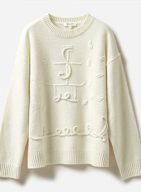 WZT04076 茉莉雅集 全羊绒手绣趣味船锚圆领长袖针织套衫通勤冬