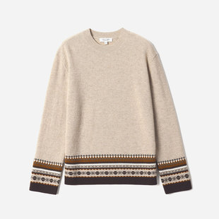 *WZT08349 茉莉雅集 I*C惬意随心费尔岛提花KVSS全羊绒针织套衫