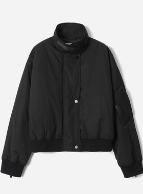 *WWT08281 茉莉雅集 H家高智感立领含羊毛绗棉飞行员夹克短外套女