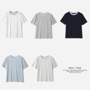 彩色罗纹领匹马棉全棉圆领短袖 WTX08111 C经典 T恤女 茉莉雅集