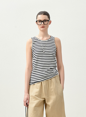 MZETX153 茉莉雅集 四季经典升级弹力有机棉圆领无袖背心T恤