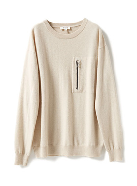 WZT02384  定制色高阶珠链全山羊绒圆领长袖针织衫