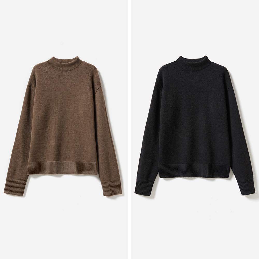 *WZT06199 茉莉雅集 R0*W KVSS全羊绒摩登半高领针织套衫毛衣女