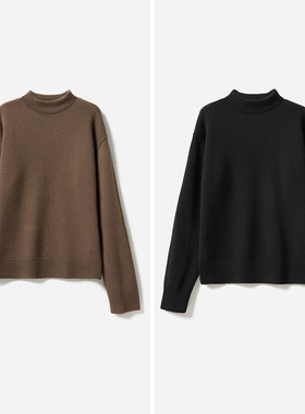 *WZT06199 茉莉雅集 R0*W KVSS全羊绒摩登半高领针织套衫毛衣女