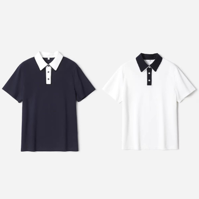 WTX08185 茉莉雅集 M1U系学院风蕾丝边POLO领珠地弹棉短袖T恤女