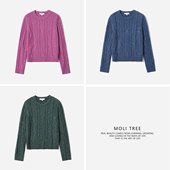 静奢老钱风KVSS全羊绒含金银丝绞花针织套衫 WZT08343 茉莉雅集