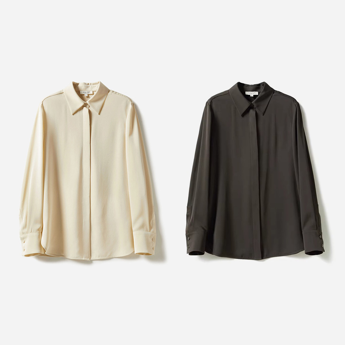 *WCS05181 茉莉雅集意大利原产进口空运全真丝哑光缎面暗门襟衬衫