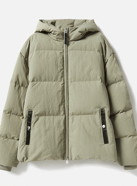 *WYR06031 黑科技三防皱感轻防水料可追溯95白鹅绒连帽短款羽绒服