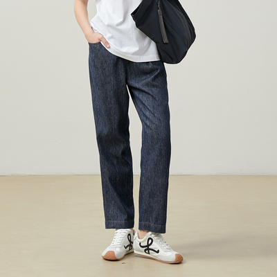 *WKZ07257 茉莉雅集 不一样的丹宁牛仔高支棉亚麻休闲锥形裤