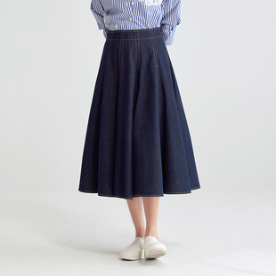 WBQ06094茉莉雅集奢迪酵素洗欧洲料不易掉色全棉牛仔连腰A摆半裙