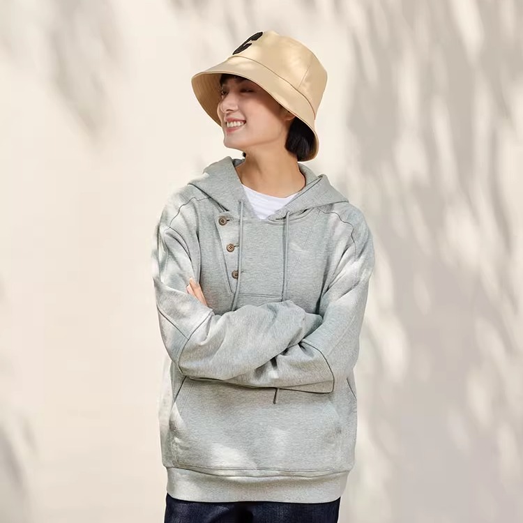 连帽半开襟长袖卫衣全棉进口料
