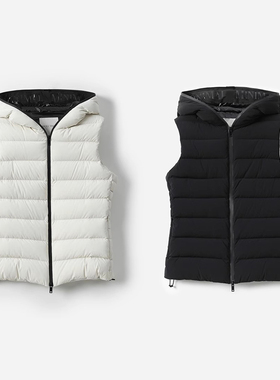 WYR07072 防水轻盈四面弹可追溯95白鹅绒连帽修身羽绒马甲背心女