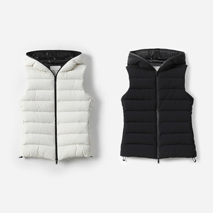 WYR07072 防水轻盈四面弹可追溯95白鹅绒连帽修身羽绒马甲背心女