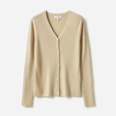 茉莉雅集 多斯KVSS精纺3 WZK04183 68支全羊绒坑条针织开衫