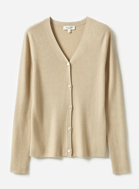 WZK04183  茉莉雅集 E*多斯KVSS精纺3/68支全羊绒坑条针织开衫