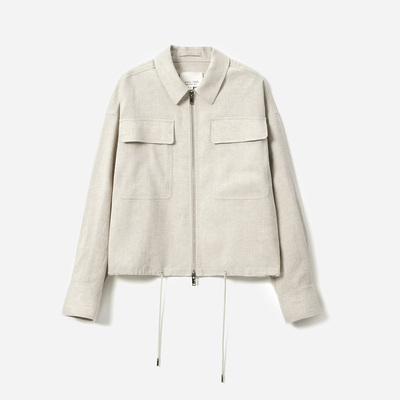 *WWT07216 茉莉雅集 舒爽自在通勤液氨雨露麻翻领长袖短外套女