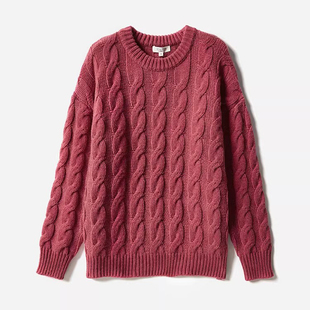 *WZT04570 茉莉雅集 缱绻时光羊毛羊绒重磅立体绞花圆领针织套衫