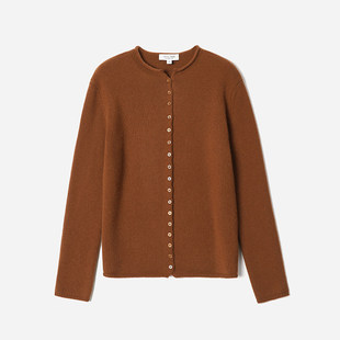 WZK08190 茉莉雅集 复古卷边柔软亲肤KVSS全羊绒小纽扣针织开衫