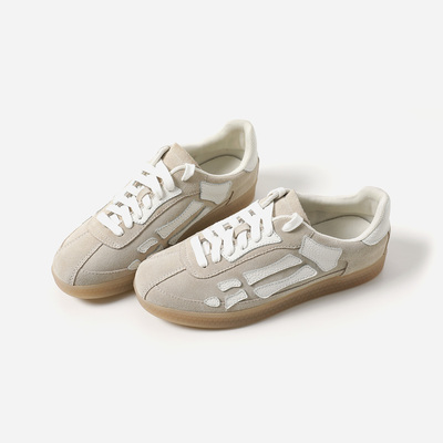 EY08004 茉莉雅集 美式休闲复古牛猄牛皮舒适百搭德训鞋运动鞋女