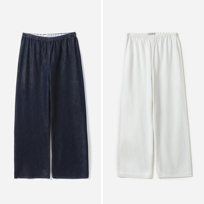 *WKZ09037 茉莉雅集经典百搭显瘦匹马棉真丝牛筋腰牛仔直筒裤春女