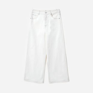 *WKZ08118 茉莉雅集 I*C飒爽大女主月光白高支棉弹利落牛仔阔腿裤