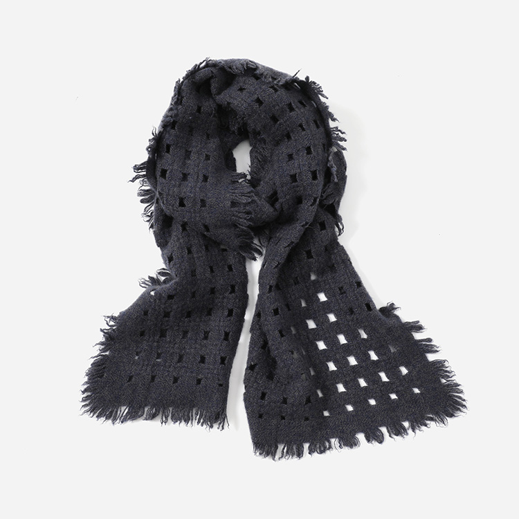 WWJ07174 茉莉雅集 优雅细腻软糯镂空编织感全羊绒提花流苏围巾