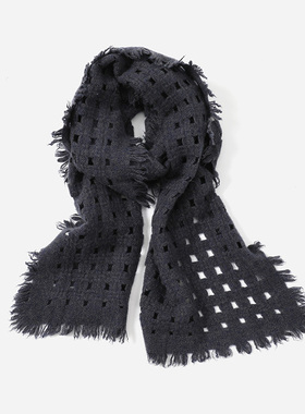 WWJ07174 茉莉雅集 优雅细腻软糯镂空编织感全羊绒提花流苏围巾